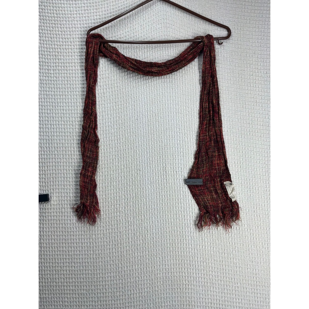 Boho Womens Rita Winters Handwoven Scarf OS Red Burgundy Gold